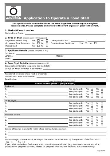 Application to Operate Food Stall (Event Organiser Example)