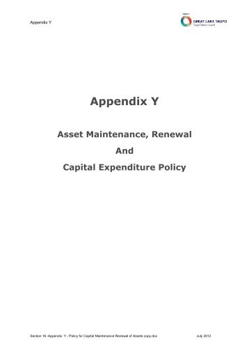 Policy for Capital Maintenance Renewal of Assets