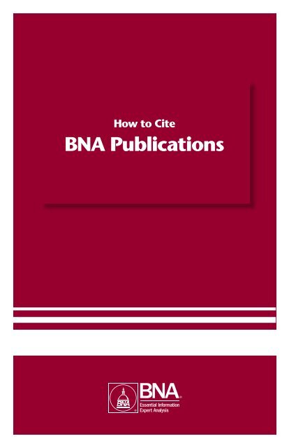 How To Cite BNA Publications