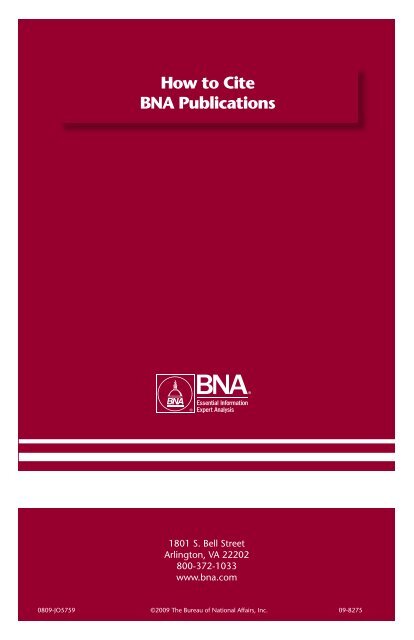 How To Cite BNA Publications