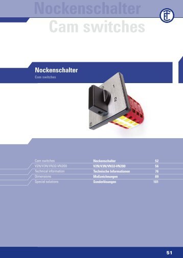 Nockenschalter Cam switches - ELEKTRA Tailfingen