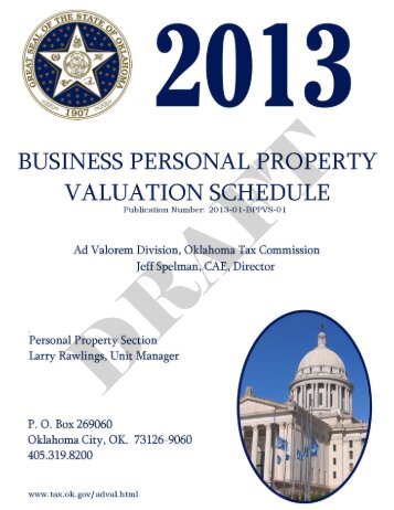 Personal Property Valuation Schedule - Oklahoma Tax Commission
