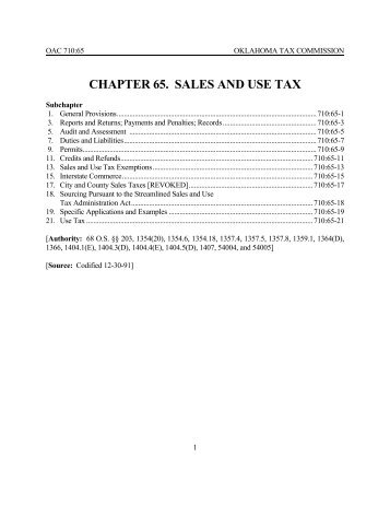 chapter 65. sales and use tax - Oklahoma Tax Commission - State of ...