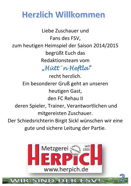 Hütt´n Heftla 2014/2015 Ausgabe 3