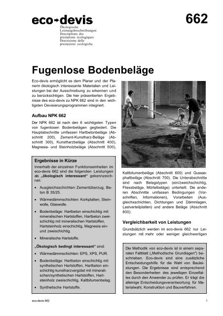 Fugenlose Bodenbeläge - Eco-Bau