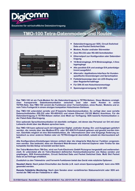 TMO-100 Tetra-Datenmodem und Router - Digicomm