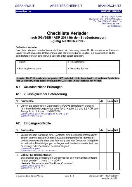 Checkliste Verlader - verkehrsRUNDSCHAU.de