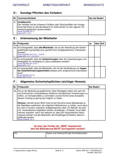 Checkliste Verlader - verkehrsRUNDSCHAU.de