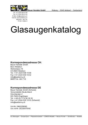 Preisliste Glasaugen - Bauer Handels GmbH