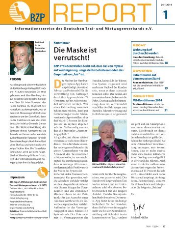 BZP-Report 2012 Heft 1 - Deutscher Taxi- und Mietwagenverband eV