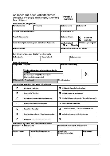 Personal-Fragebogen