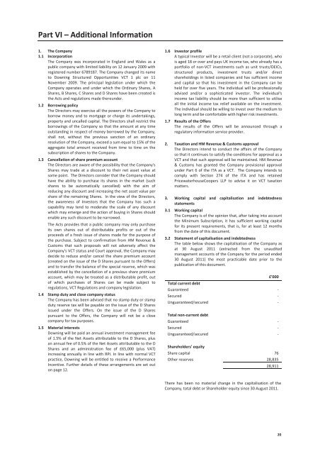 downing structured opportunities vct 1 plc - The Tax Shelter Report