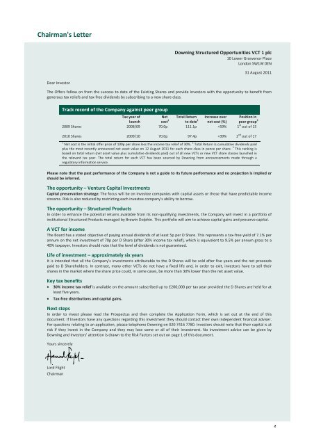 downing structured opportunities vct 1 plc - The Tax Shelter Report