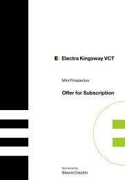 Electra Kingsway VCT Offer for Subscription - The Tax Shelter Report