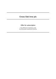 Cross Oak Inns plc - The Tax Shelter Report