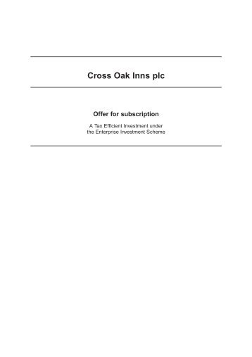 Cross Oak Inns plc - The Tax Shelter Report