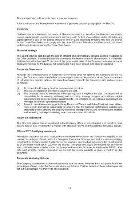 Cross Oak Inns plc - The Tax Shelter Report