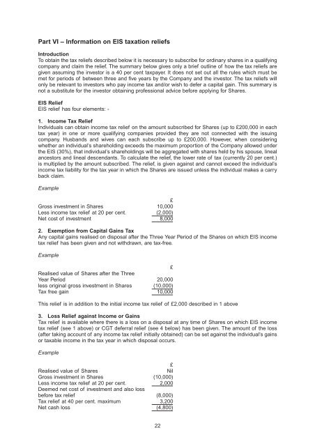 Cross Oak Inns plc - The Tax Shelter Report