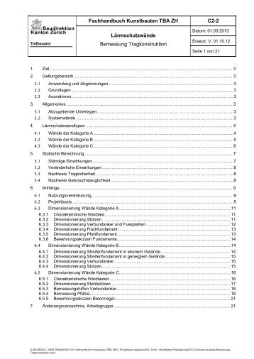 C2-2 Lärmschutzwände Bemessung Tragkonstruktion ... - Tiefbauamt