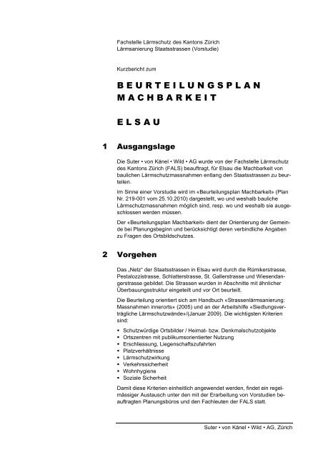 Kurzbericht Machbarkeit (bauliche Massnahmen) (PDF, 2 Seiten, 55 ...