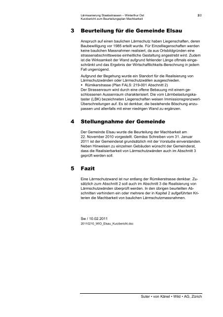 Kurzbericht Machbarkeit (bauliche Massnahmen) (PDF, 2 Seiten, 55 ...