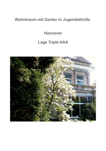 Wohntraum mit Garten in Jugendstilvilla Hannover Lage Triple AAA