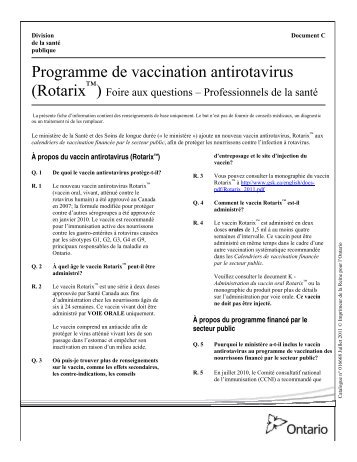 Programme de vaccination antirotavirus (Rotarix