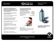 2011 Risks of Infant Formula - Thunder Bay District Health Unit