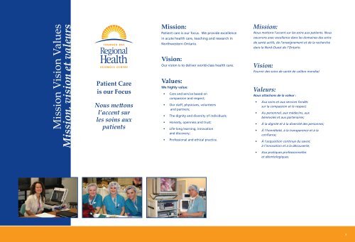 Mission, vision et valeurs - Thunder Bay Regional Health Sciences ...