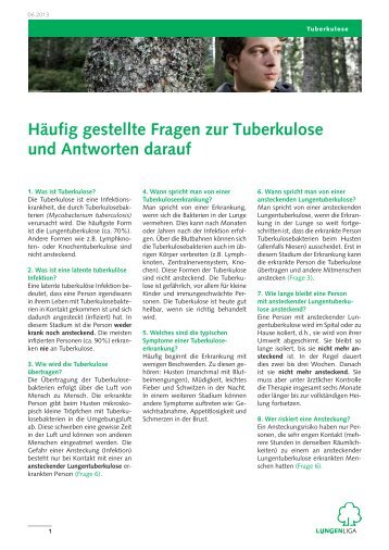 HÃ¤ufig gestellte Fragen zur Tuberkulose und Antworten darauf