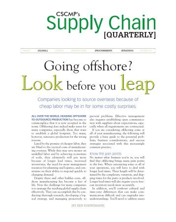 Article: Going offshore? Look before you Leap - TBM Consulting Group