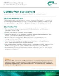 GEMBA Walk Sustainment - TBM Consulting Group