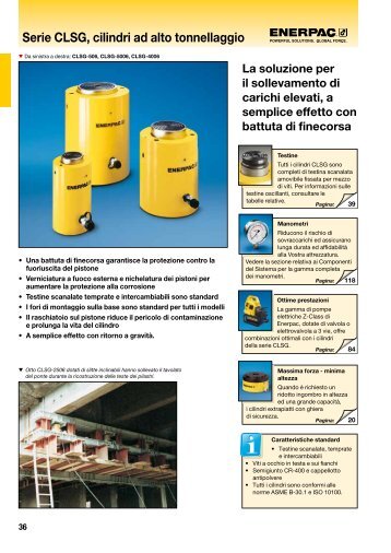 Serie CLSG, cilindri ad alto tonnellaggio La soluzione per ... - Enerpac