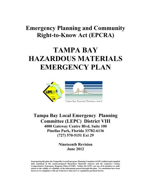 Tampa Bay Hazardous Materials Emergency Plan