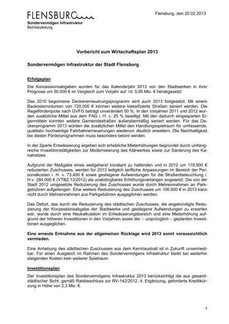 Wirtschaftsplan SV 2013 - TBZ Flensburg