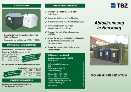 Abfalltrennung in Flensburg - TBZ Flensburg