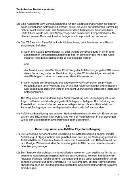 Abfallwirtschaftssatzung - TBZ Flensburg