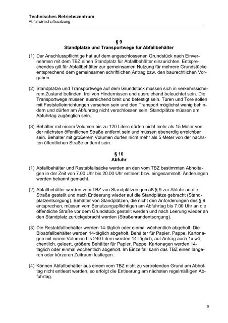 Abfallwirtschaftssatzung - TBZ Flensburg