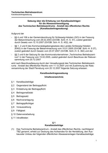 Kanalbaubeitragssatzung - TBZ Flensburg