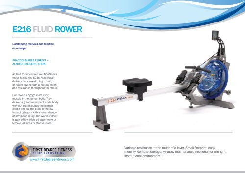 E216 fluid rower Clearance