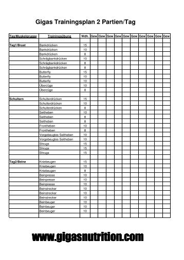 Gigas Trainingsplan 2Partien-Tag - Gigas Nutrition