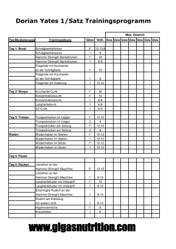 Dorian Yates 1SatzTraininsprogramm - Gigas Nutrition
