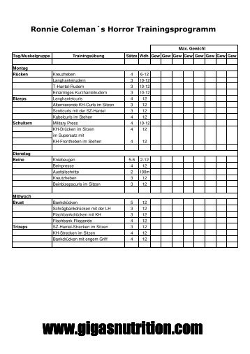 Ronnie Coleman Horror Programm - Gigas Nutrition
