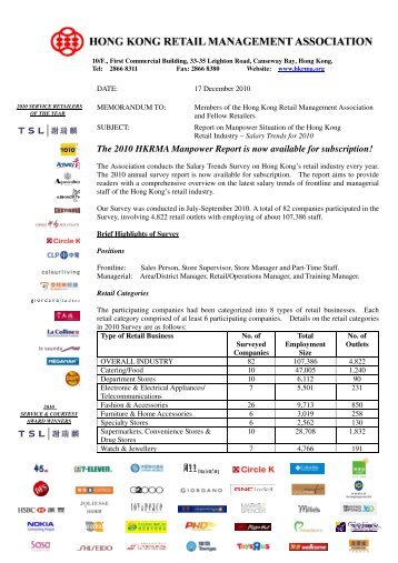 The 2010 HKRMA Manpower Report is now available for subscription!