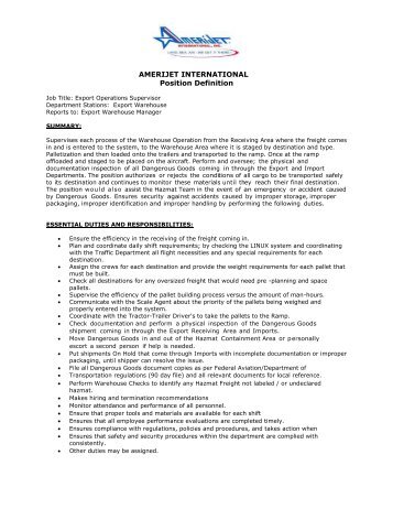 AMERIJET INTERNATIONAL Position Definition