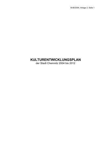 Kulturentwicklungsplan der Stadt Chemnitz