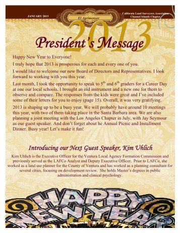 President's Message Introducing our Next Guest Speaker ... - CLSA