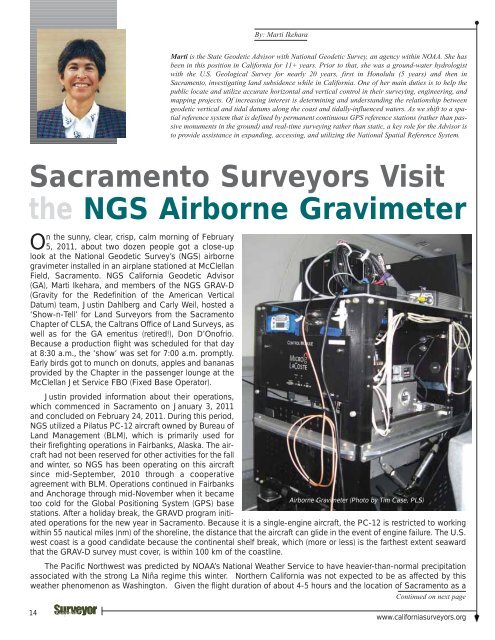 Sacramento Surveyors Visit the NGS Airborne Gravimeter - CLSA
