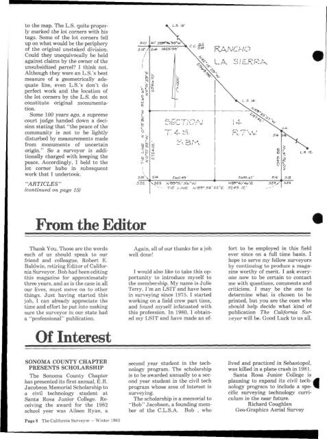 No. 70 The Voice of the Land Surveyors of Califo rnia Winter ... - CLSA