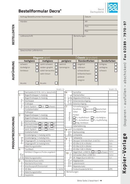 Bestell-Formular - Decra Dachsysteme GmbH